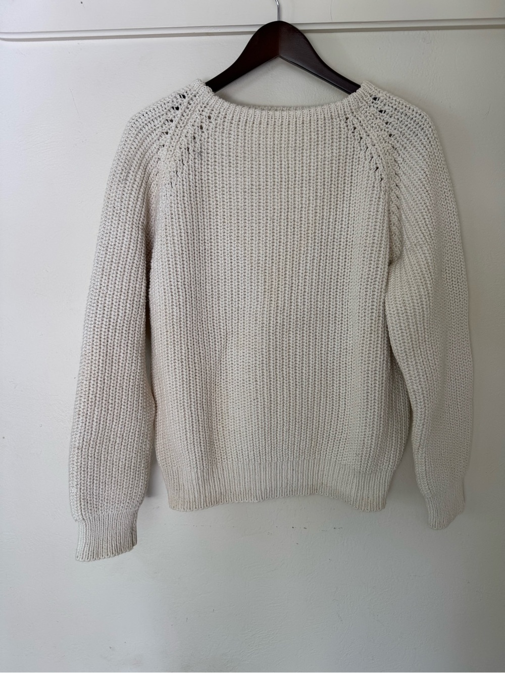 San Miguel Chunky Cotton Knit Sweater Large Cream Fisherman Cottagecore